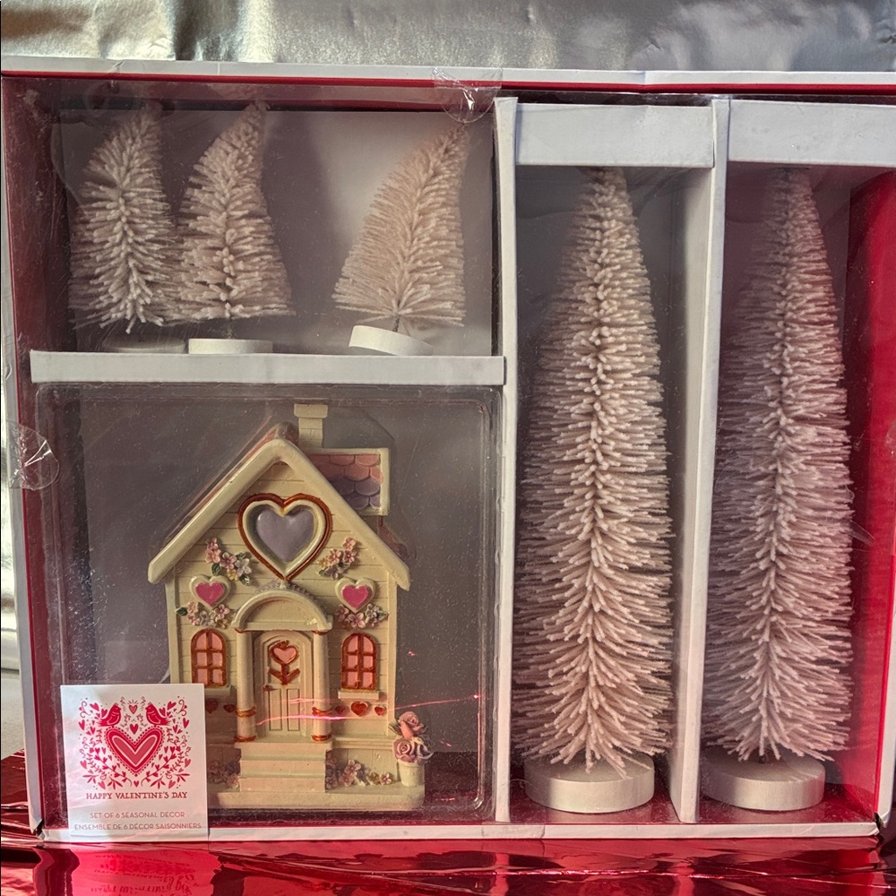 Charming Valentine's Day House and Tree Set